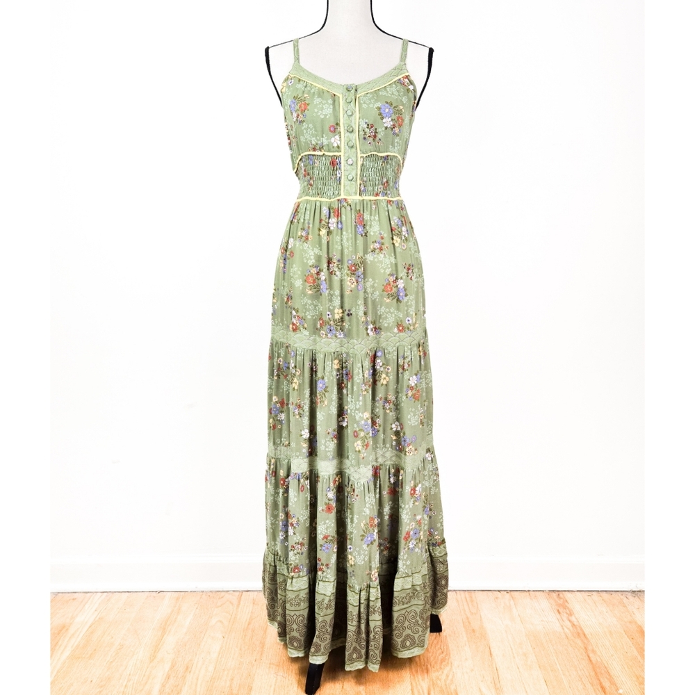 💜🦋LAST🦋 NWT Tulle and Batiste Joanna Frill Maxi Dress, Olive